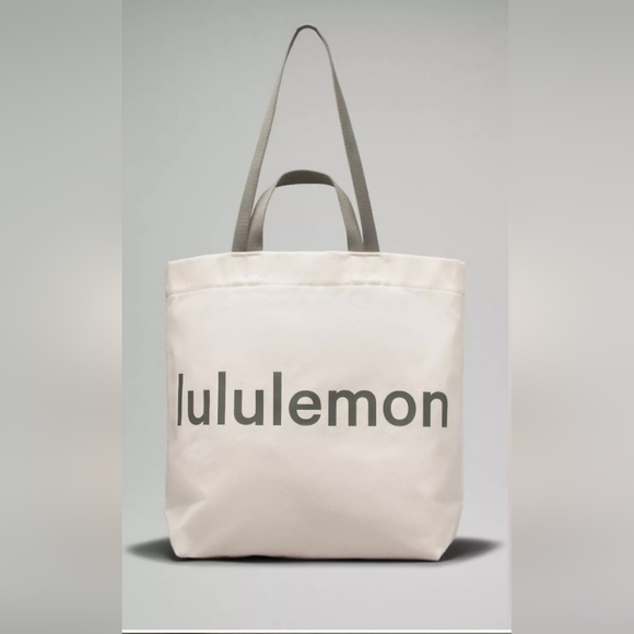 lululemon athletica Handbags - Lululemon Double Handle Canvas Tote, Gray/Natural, NWT
